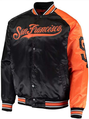 San Francisco Giants Black and Orange Varsity Jacket - back view