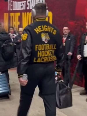 Jason Kelce High School Black Varsity Jacket - side view