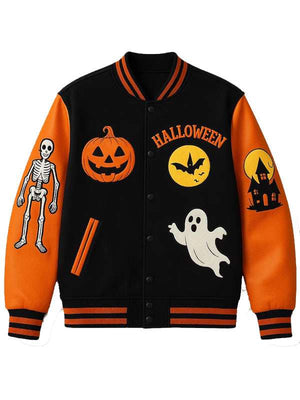 Haunted House Skeleton Varsity Jacket - back view