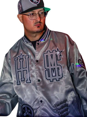 Cookin Soul Italian Hustler Silver Varsity Jacket - back view