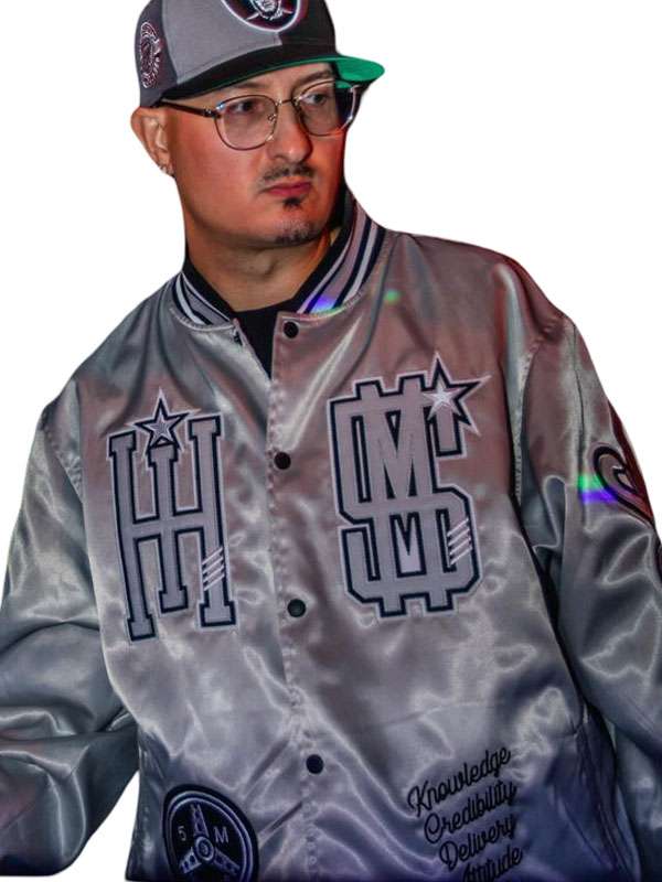 Cookin Soul Italian Hustler Silver Varsity Jacket - back view
