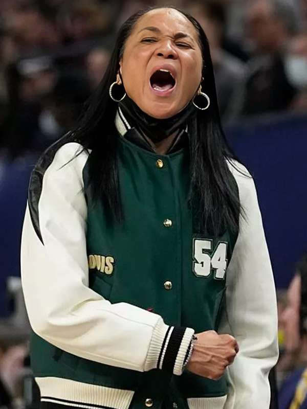 Dawn Staley 54 Green and White Letterman Jacket - back view