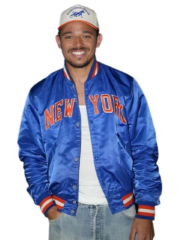 The Tonight Show Anthony Ramos Blue Varsity Jacket - back view