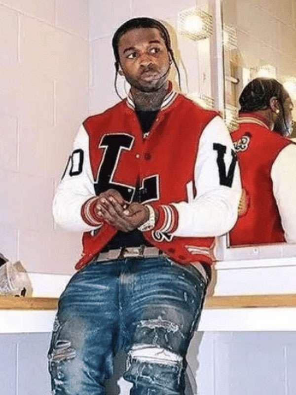 Pop Smoke Dreaming Red Varsity Jacket - alternate view