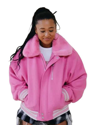 US Open Naomi Osaka Pink Varsity Jacket - back view