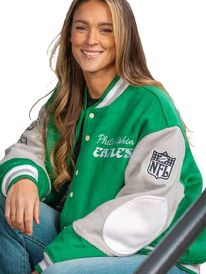 Kylie Kelce Philadelphia Eagles Varsity Jacket - back view