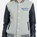 Marty Supreme Grey and Navy Blue Varsity Jacket