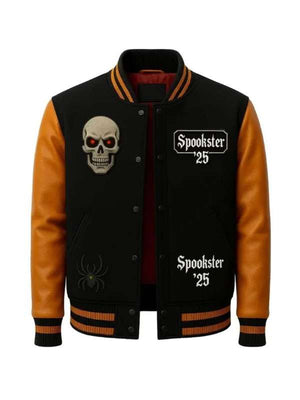 Haunted and Hype Spookster Varsity Jacket - back view