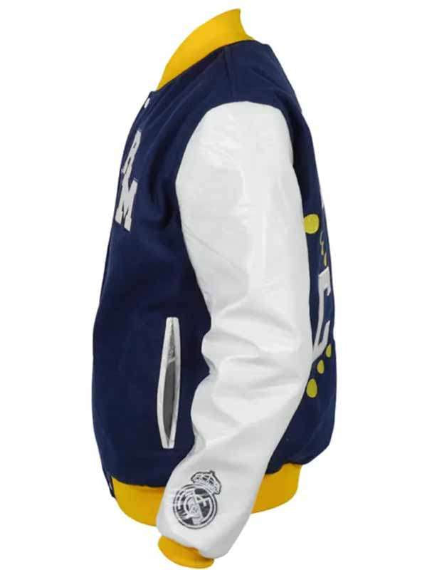 Real Madrid Blue Varsity Jacket - back view