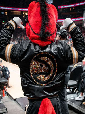 Atlanta Hawks MLK Black Varsity Jacket - back view