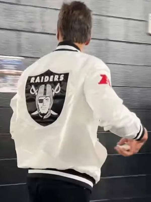 Tom Brady Raiders White Varsity Jacket - back view