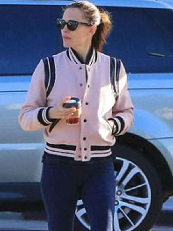 Jennifer Garner Pink Varsity Jacket - back view