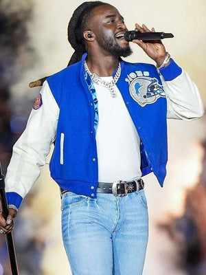 Shaboozey Detroit Lions Letterman Jacket - side view