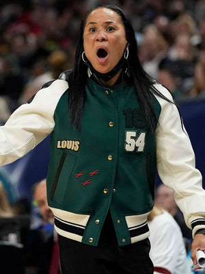 Dawn Staley 54 Green and White Letterman Jacket