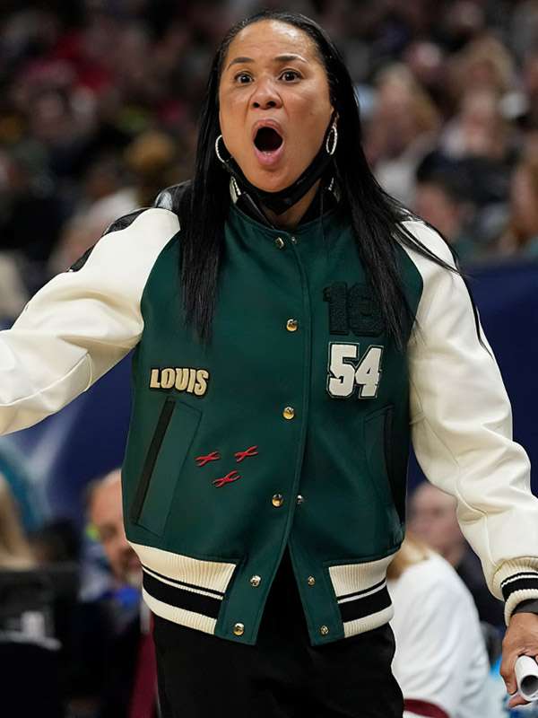 Dawn Staley 54 Green and White Letterman Jacket