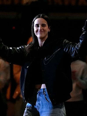 Caitlin Clark Indiana Fever 2025 Black Varsity Jacket - detail view