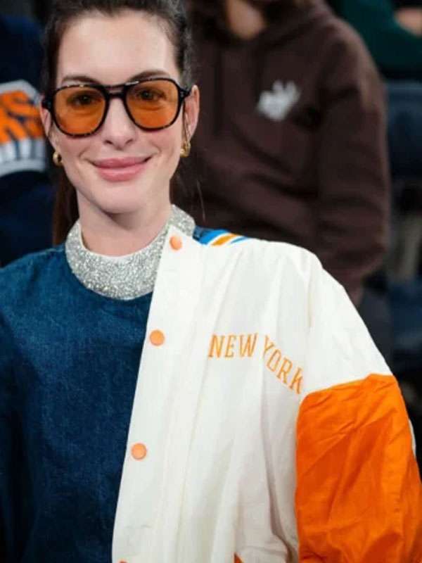 Anne Hathaway Knicks Varsity Jacket