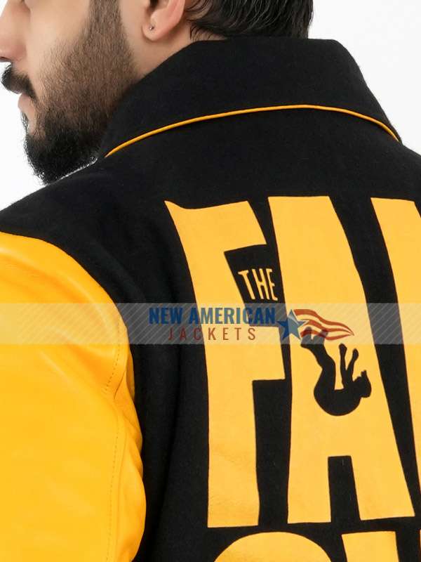 Ryan Gosling the Fall Guy Black and Yellow Varsity Jacket - back view