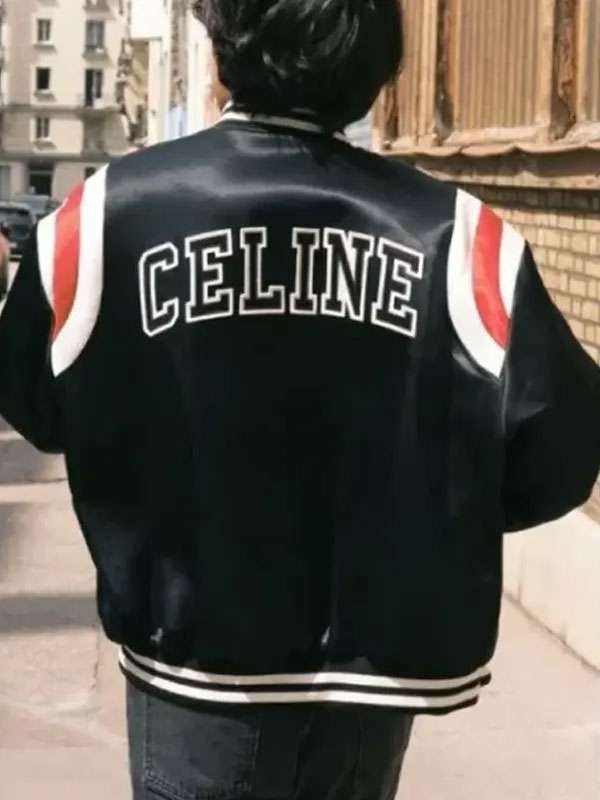 Kim Tae Hyung Black Varsity Jacket - back view